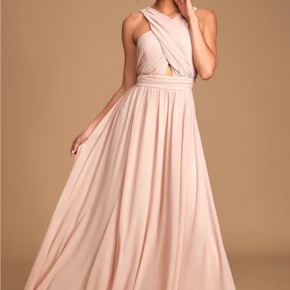 Lulus Divine Inspiration Blush Halter Maxi